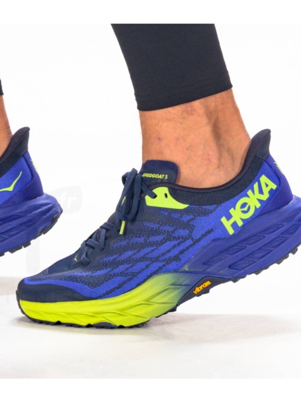 Hoka Speedgoat 5 Men size 8.5 Trail Running Shoes - Blue & Neon Green